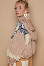 Load image into Gallery viewer, POL Quilted Jacket with Floral Print and Corduroy Details in Tan Multi
