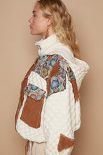 Load image into Gallery viewer, POL Quilted Jacket with Floral Print and Corduroy Details in Ivory Multi
