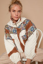 Load image into Gallery viewer, POL Quilted Jacket with Floral Print and Corduroy Details in Ivory Multi
