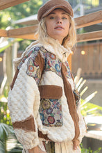 Load image into Gallery viewer, POL Quilted Jacket with Floral Print and Corduroy Details in Ivory Multi
