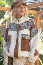 Load image into Gallery viewer, POL Quilted Jacket with Floral Print and Corduroy Details in Ivory Multi
