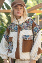 Load image into Gallery viewer, POL Quilted Jacket with Floral Print and Corduroy Details in Ivory Multi
