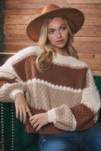 Load image into Gallery viewer, Oddi Color Block Cable Knit Sweater in Brown Multi
