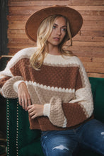 Load image into Gallery viewer, Oddi Color Block Cable Knit Sweater in Brown Multi
