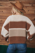 Load image into Gallery viewer, Oddi Color Block Cable Knit Sweater in Brown Multi
