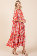 Load image into Gallery viewer, Mittoshop Abstract Leaf Print  Maxi Dress in Coral
