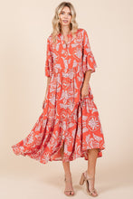 Load image into Gallery viewer, Mittoshop Abstract Leaf Print  Maxi Dress in Coral
