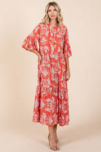 Load image into Gallery viewer, Mittoshop Abstract Leaf Print  Maxi Dress in Coral
