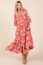 Load image into Gallery viewer, Mittoshop Abstract Leaf Print  Maxi Dress in Coral
