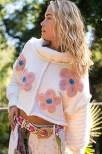 Load image into Gallery viewer, POL Berber Knit Sweater with Flower Print in Ivory
