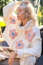 Load image into Gallery viewer, POL Berber Knit Sweater with Flower Print in Ivory
