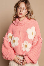 Load image into Gallery viewer, POL Berber Knit Sweater with Flower Print in Coral
