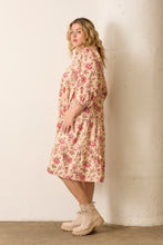 Load image into Gallery viewer, Polagram Mixed Floral Print Dress in Cream Multi
