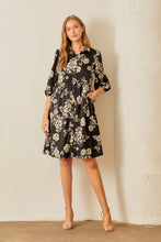 Load image into Gallery viewer, Polagram Floral Print Button Down Midi Dress in Black Multi
