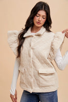 AnnieWear Textured Velvet Quilted Vest in Cream
