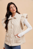 AnnieWear Textured Velvet Quilted Vest in Cream