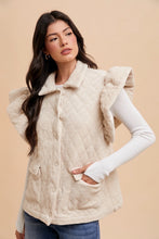 Load image into Gallery viewer, AnnieWear Textured Velvet Quilted Vest in Cream
