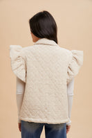 AnnieWear Textured Velvet Quilted Vest in Cream