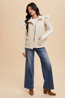 AnnieWear Textured Velvet Quilted Vest in Cream