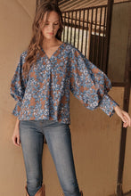 Load image into Gallery viewer, Jodifl Floral Print Top with Balloon Sleeves in Mocha
