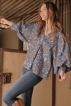 Load image into Gallery viewer, Jodifl Floral Print Top with Balloon Sleeves in Mocha
