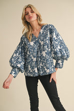 Load image into Gallery viewer, Jodifl Floral Print Top with Balloon Sleeves in Off White
