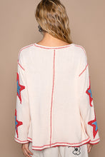 Load image into Gallery viewer, POL USA and Star Patched Lightweight Top in Powder Almond ON ORDER
