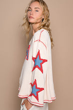 Load image into Gallery viewer, POL USA and Star Patched Lightweight Top in Powder Almond ON ORDER
