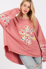 Load image into Gallery viewer, Sage+Fig OVERSIZED Daisy Patch Sweatshirt in Rose Pink
