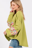 Sage+Fig OVERSIZED Daisy Patch Sweatshirt in Sage
