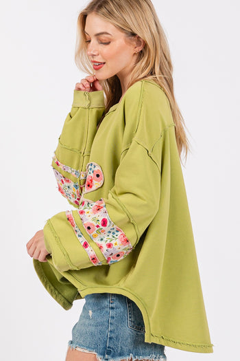 Sage+Fig OVERSIZED Daisy Patch Sweatshirt in Sage