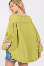 Load image into Gallery viewer, Sage+Fig OVERSIZED Daisy Patch Sweatshirt in Sage ON ORDER
