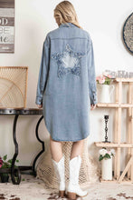 Load image into Gallery viewer, BlueVelvet Star Patch Front Button Down Dress in Denim
