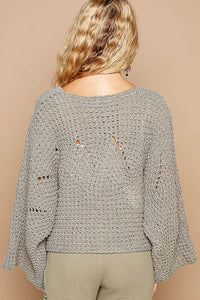 POL Solid Color SEMI-CROPPED Chenille Sweater in Olive