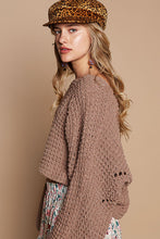 Load image into Gallery viewer, POL Solid Color SEMI-CROPPED Chenille Sweater in Chocolate
