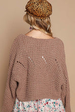 Load image into Gallery viewer, POL Solid Color SEMI-CROPPED Chenille Sweater in Chocolate
