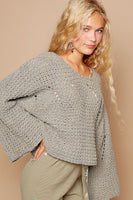 POL Solid Color SEMI-CROPPED Chenille Sweater in Olive