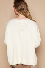 Load image into Gallery viewer, POL Thermal Knit Top with Heart Peace Sign Patch on Front in Cream
