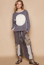 Load image into Gallery viewer, POL Thermal Knit Top with Heart Peace Sign Patch on Front in Charcoal
