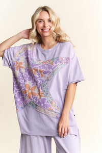 J.Her Big Star Mixed Floral Patch Top in Vintage Lavender