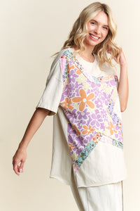 J.Her Big Star Mixed Floral Patch Top in Natural