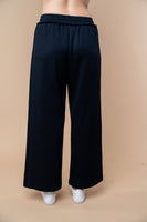 White Birch High Waist Solid Color Knit Pants in Black