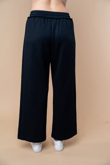 White Birch High Waist Solid Color Knit Pants in Black