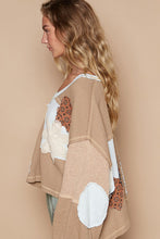 Load image into Gallery viewer, POL CROPPED &amp; OVERSIZED Cut and Sewn Patch Top in Mocha Multi
