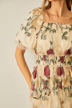 Load image into Gallery viewer, Polgram Floral Print Tulle Maxi Dress in Cream Multi ON ORDER
