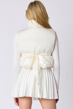 Load image into Gallery viewer, Peach Love Puffer Padded Vest With Satin Organza Bow in Whip Cream
