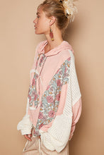 Load image into Gallery viewer, POL OVERSIZED Floral Peace Sign Patch Hooded Top in Salmon Pink
