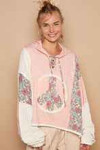 Load image into Gallery viewer, POL OVERSIZED Floral Peace Sign Patch Hooded Top in Salmon Pink
