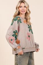 Load image into Gallery viewer, Mittoshop Mineral Washed French Terry Flower Print Sweatshirt in Mocha
