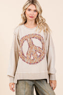 Mittoshop OVERSIZED Peace Sign Patch Sweatshirt in Latte FINAL SALE